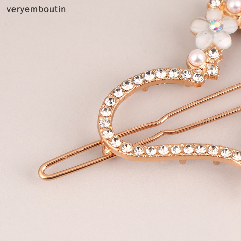 Kẹp Tóc Hình Hoa / Mặt Trăng Đính Đá Xinh Xắn Cho Nữ