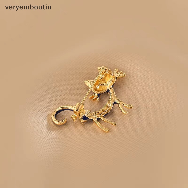 Ghim Cài Áo Hình Mèo Đính Đá Pha Lê Xanh Dương Dễ Thương Thời Trang Phong Cách Hàn Quốc Cho Nữ