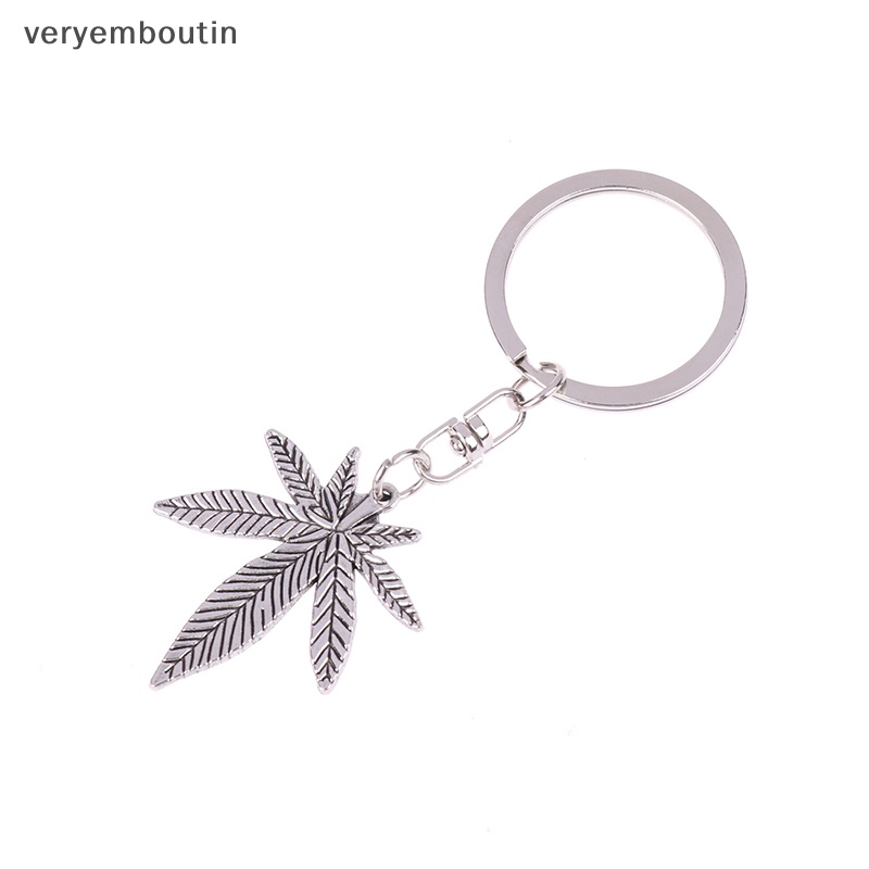 Móc Khóa Kim Loại Hình Lá Phong Màu Bạc Thời Trang