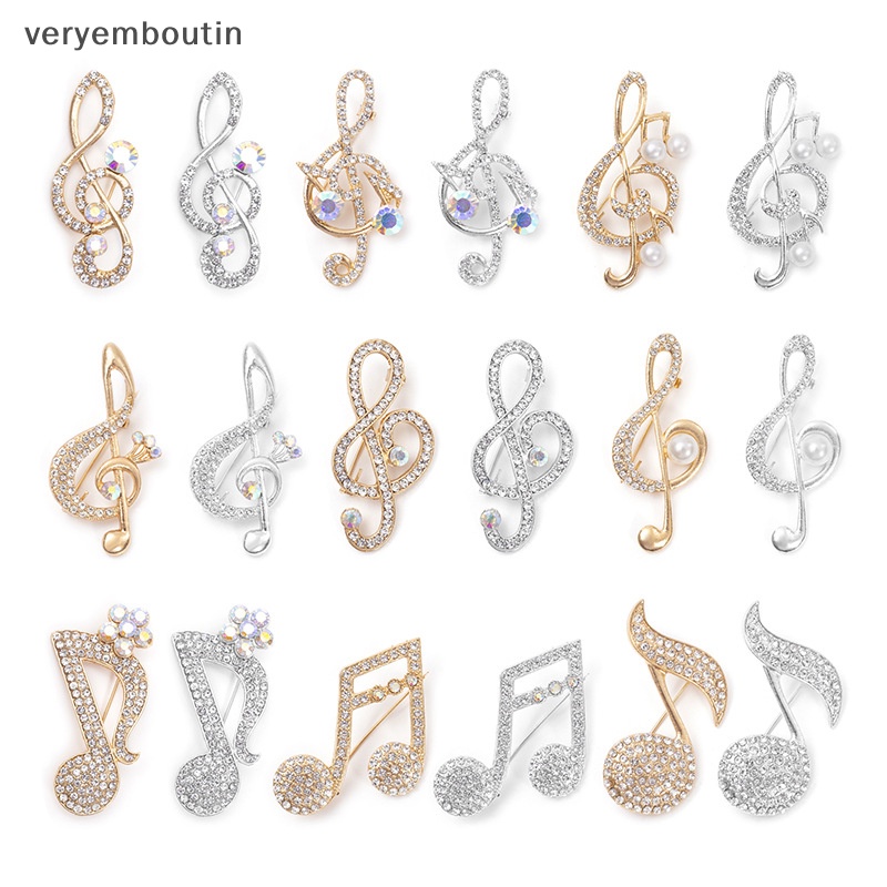 Ghim Cài Áo Hình Nốt Nhạc Đính Đá Thời Trang Cho Nữ