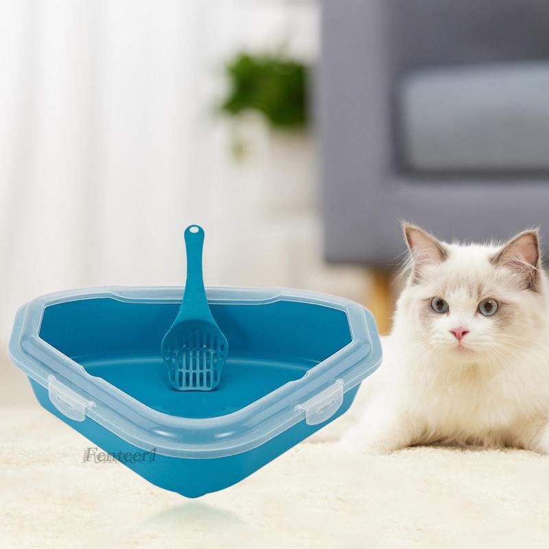 Khay Đựng Cát Vệ Sinh Hình Tam Giác Gắn Góc Giường Cho Mèo Cưng