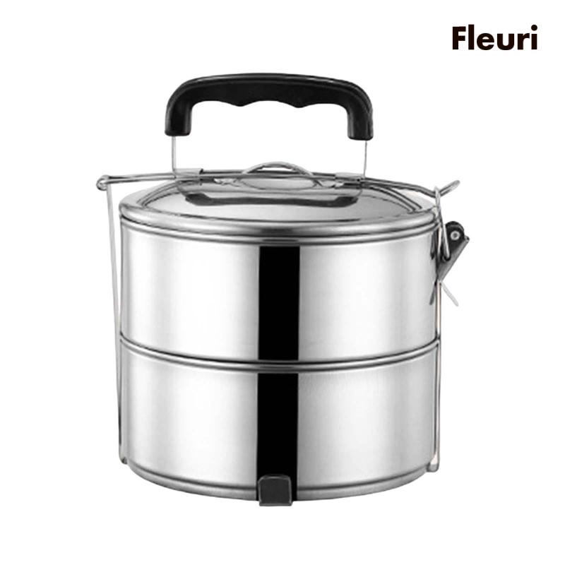 Hộp cơm / Thức Ăn Trưa Bằng Thép Không Gỉ Chống Rò Rỉ Có Thể Xếp Chồng Lên Nhau Dùng Được Trong Lò Vi Sóng