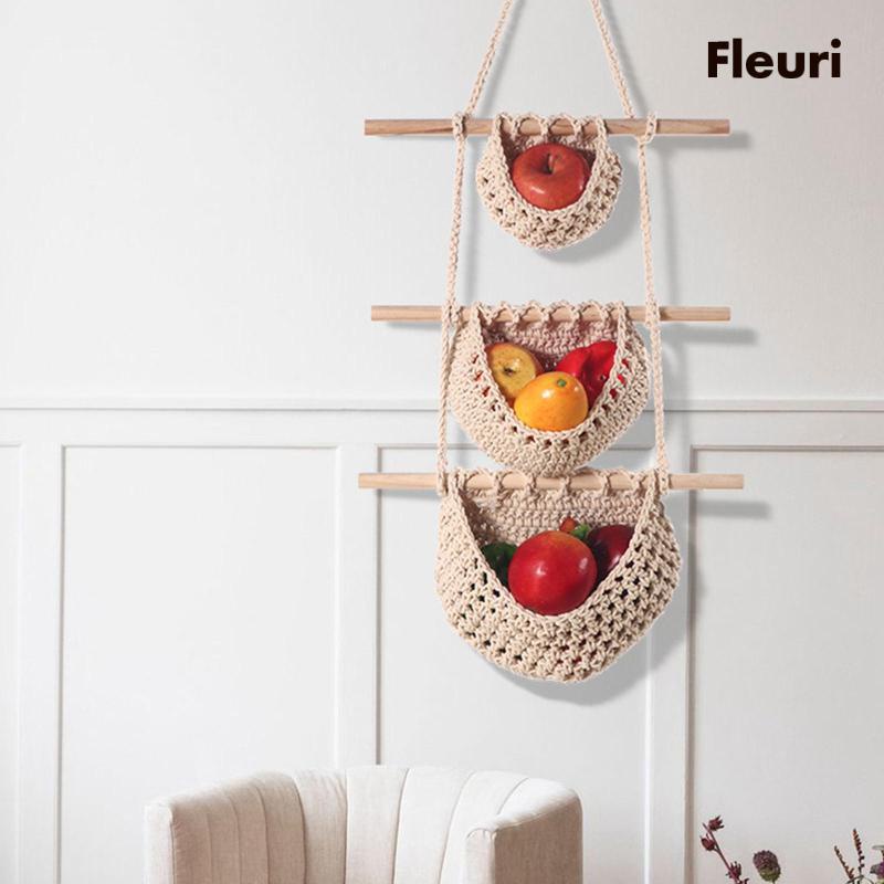 Giỏ Lưới Đựng Trái Cây / Bánh Mì / Tỏi Treo Tường Tiện Dụng