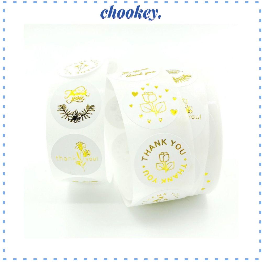 CHOOKEY Cuộn Nhãn Dán Hình Tròn 1 inch Họa Tiết Hoa Hồng Và Chữ Thank You Dùng Trang Trí