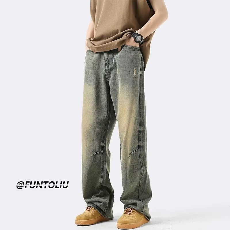 Quần jean ống suông Phong Cách hip hop Đường Phố Mỹ Cá Tính Cho Nam