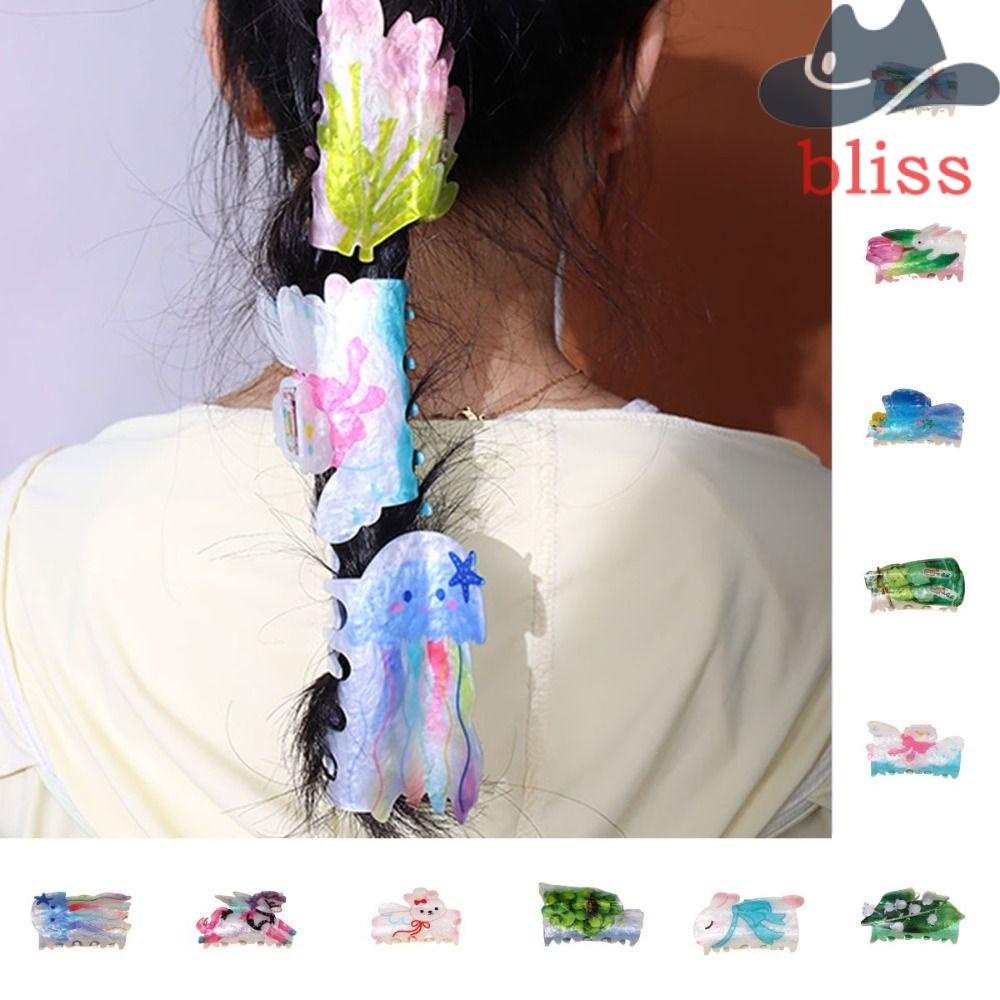 BLISS Kẹp Tóc Hai Mặt Bằng Acrylic In Họa Tiết Sinh Vật Biển Thời Trang Cho Nữ