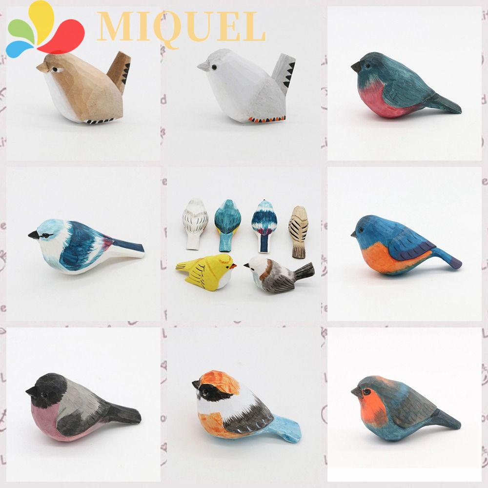 MIQUEL Đồ trang trí Chim Gỗ Nhỏ Chạm Khắc Thủ Công Để Bàn Trang Trí Phong Cách Bắc Âu Thích Hợp Làm Quà Tặng Sinh Nhật