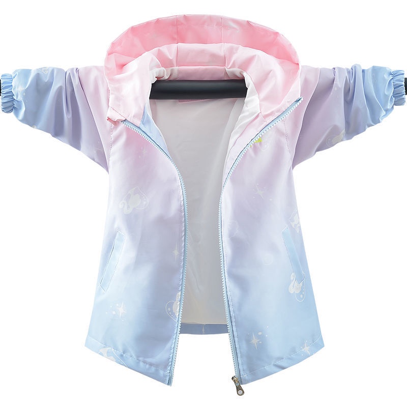Planet Áo Khoác Thể Thao Mỏng Chống Gió Màu Gradient Thời Trang Cho Bé Gái