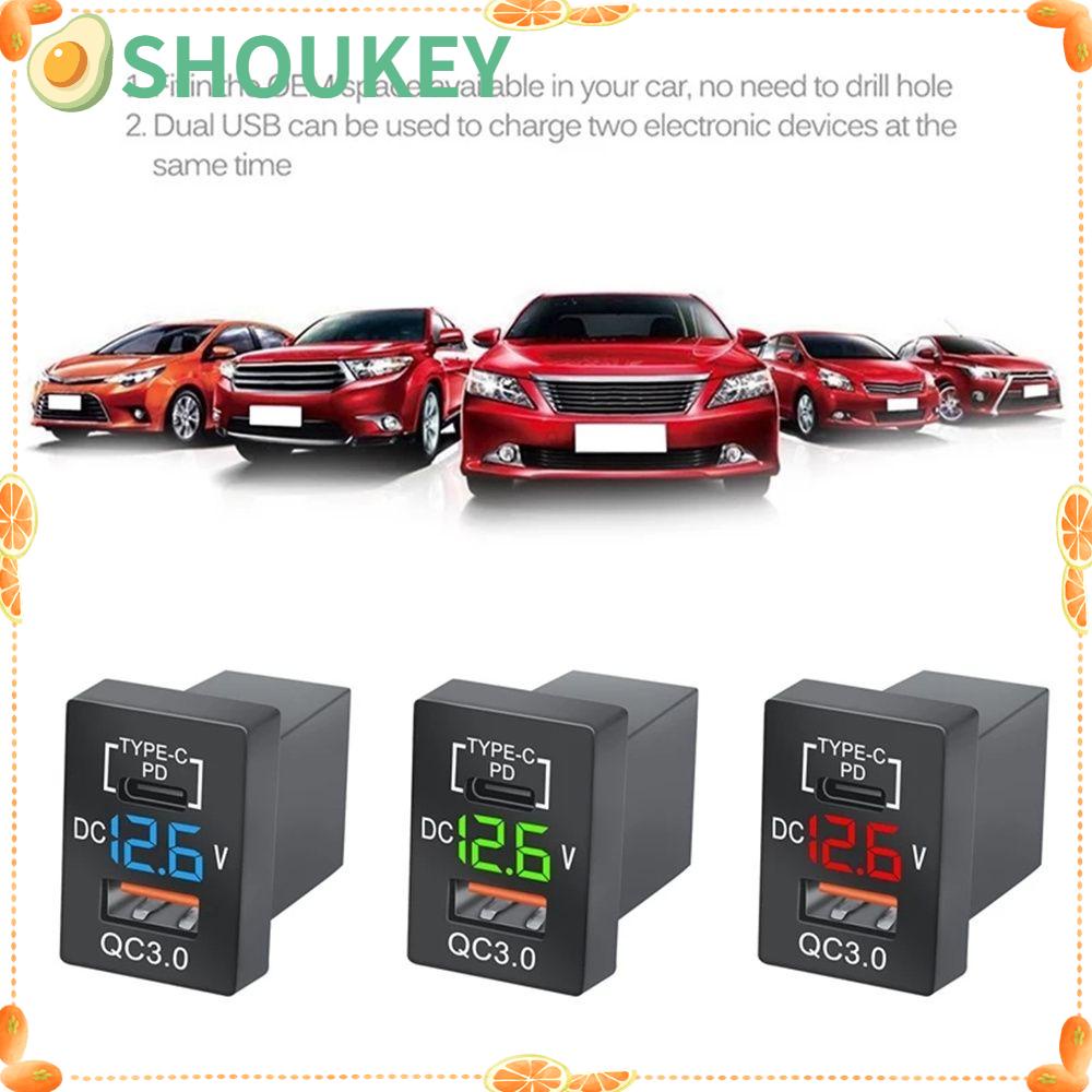 SHOUKEY Ổ Cắm Sạc USB Có Đèn LED Kỹ Thuật Số Dành Cho Xe Hơi