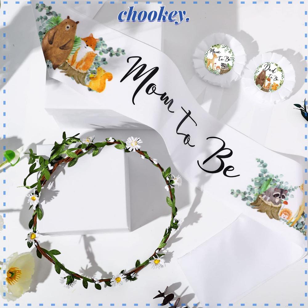 CHOOKEY Set 4 Vương Miện 3.75X63 inch In Họa Tiết Động Vật Hoạt Hình Màu Trắng / Xanh Lá Trung Tính Chào Mừng Em Bé Trang Trí