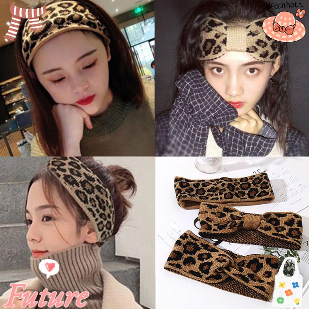 FUTURE Băng Đô Dệt Kim Họa Tiết Da Báo Thời Trang Mùa Đông Ấm Áp