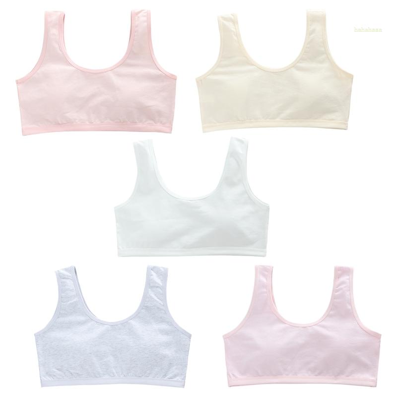 Haha Áo Ngực Cotton Dây Bản Rộng Màu Kẹo Trơn Không Đệm Lót Tập Luyện Cho Nữ Tuổi Teen