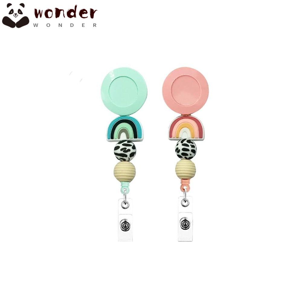 WONDER Set 2 Bao Đựng Thẻ Id Màu Hồng Có Móc Khóa Thu Gọn Được Cho Văn Phòng