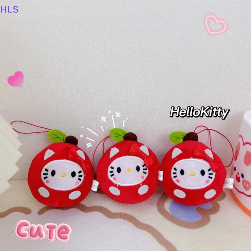 SANRIO Móc Khóa Hình Trái Táo / Mèo Hello Kitty Nhồi Bông Đáng Yêu
