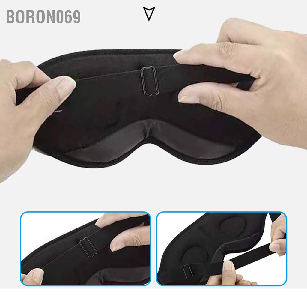 Boron069 Đen Ngủ Che Mắt Bộ 1 Nút Bịt Tai Thoải Mái Thoáng Khí Thân Thiện Với Làn Da Lập Thể