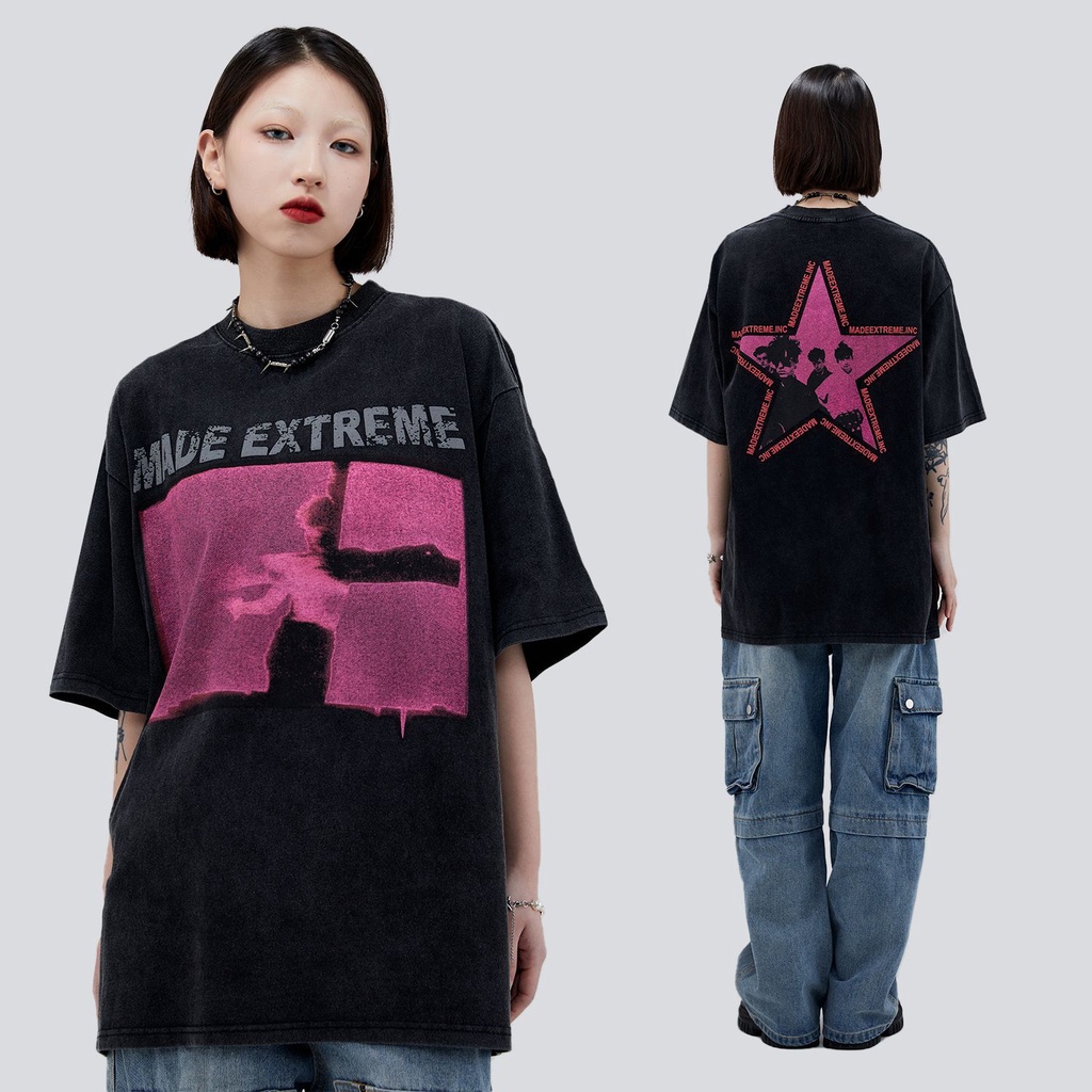 Áo Thun T-shirt Tay Ngắn In Chữ y2k Phong Cách hip hop Đường Phố Mỹ Cổ Điển Dành Cho Nam Nữ