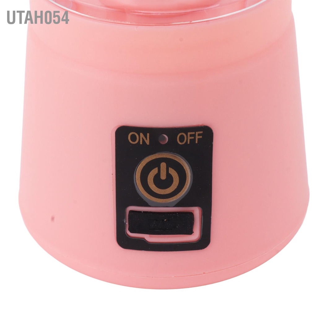 Utah054 Máy Xay Sinh Tố Cầm Tay Ép Trái Cây 6 Lưỡi Dao 380Ml USB Có Thể Sạc Lại Mini Cốc Cho Gia Đình Ngoài Trời