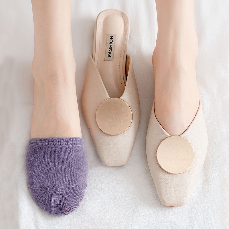 Vớ Cotton Mỏng Màu Kẹo Nửa Bàn Chân Chống Trượt Thoáng Khí Thoải Mái Mùa Hè Cho Nữ