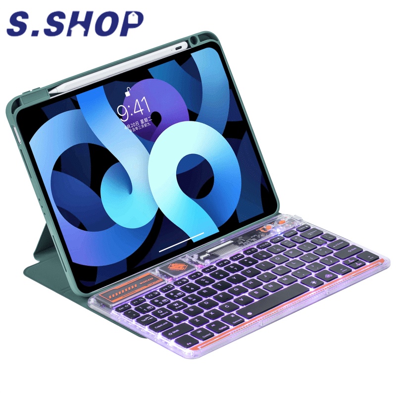 Bàn phím ngoài cho iPad iPhone Samsung thêm điện thoại thông minh Bàn phím Bluetooth trong suốt không dây bên ngoài RGB di động