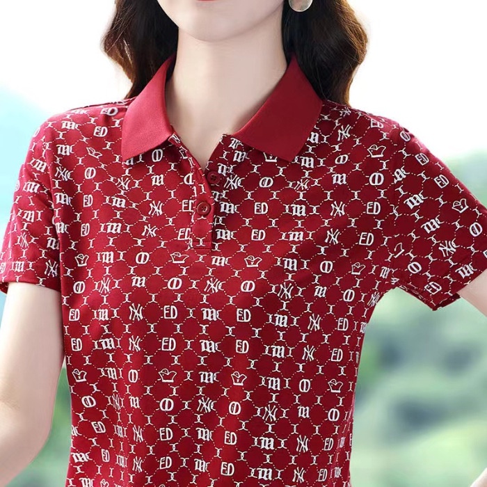 Áo Thun polo Tay Ngắn Có Cổ Thắt Nơ Phong Cách Mới Dành Cho Bạn Nữ