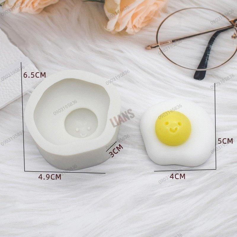SG - khuôn silicon trứng ốp la làm bánh rau câu socola mặt cười