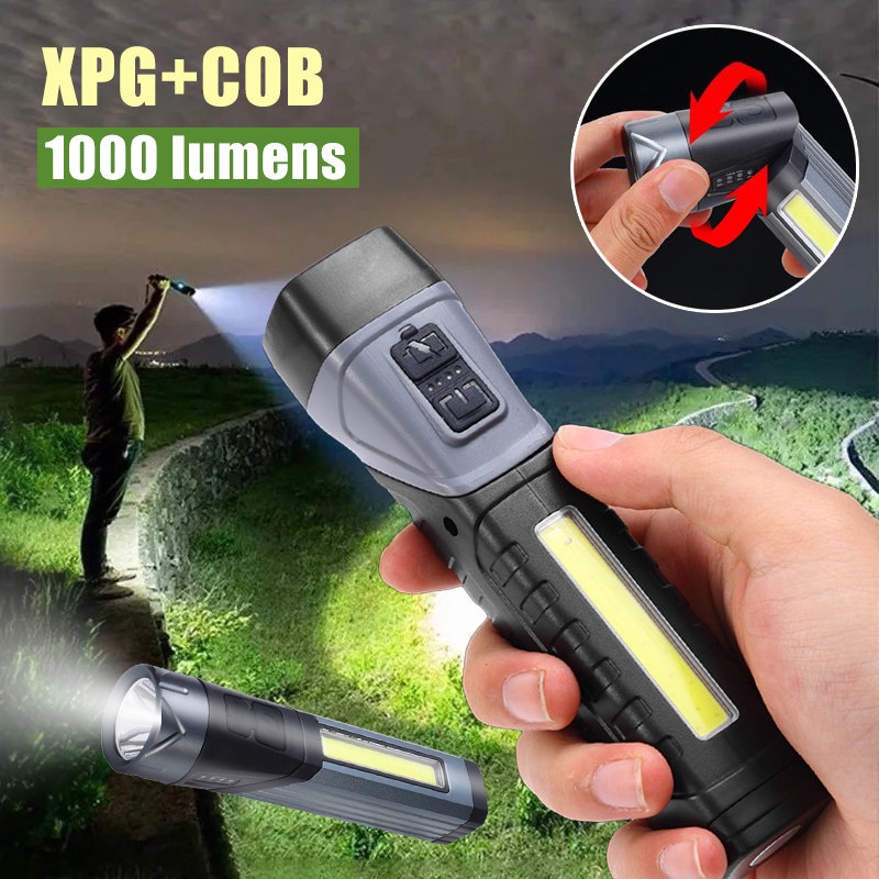 Đèn Pin Làm Việc Ngoài Trời Chống Thấm Nước 7 Chế Độ / 90° Đèn Pin Khẩn Cấp Sạc USB Xoay Được Tiện Lợi