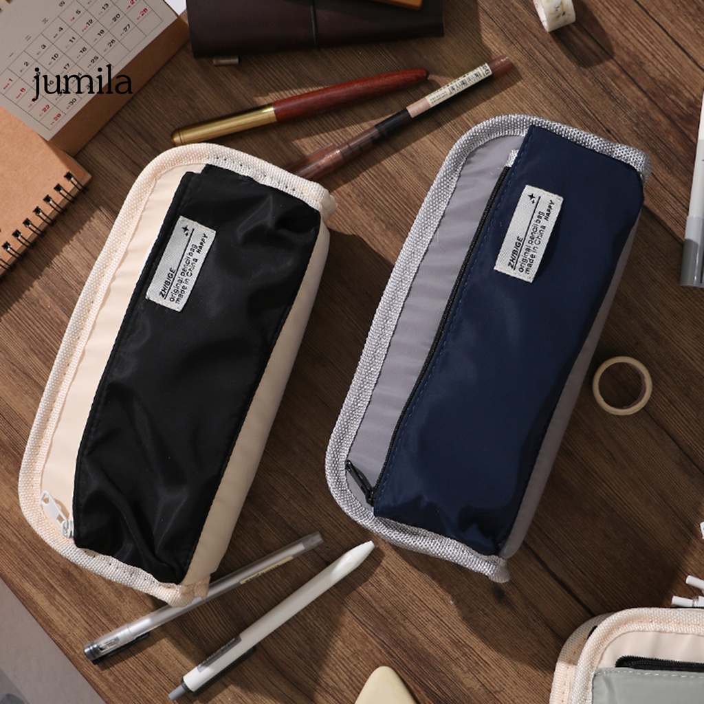 Qr Túi Đựng Bút Ba Tầng Sức Chứa Lớn Bằng Vải Canvas Đa Năng Có Khóa Kéo