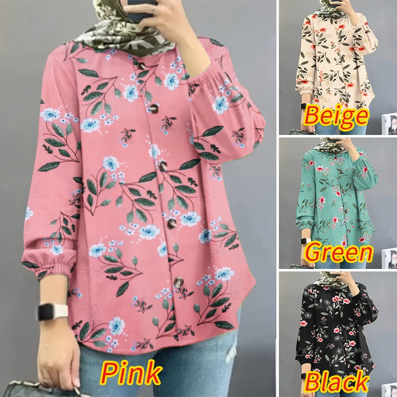 Zanzea Áo Nữ Tay Dài Phồng In Hoa Thời Trang