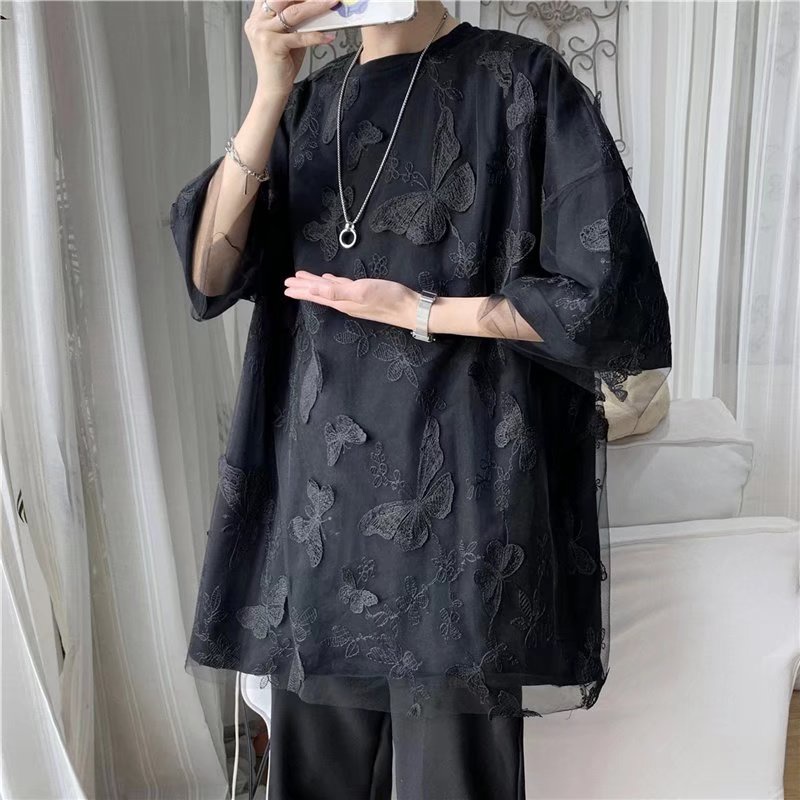 Áo Thun Tay Ngắn In Hình Bướm Phong Cách Hàn Quốc Dành Cho Nam