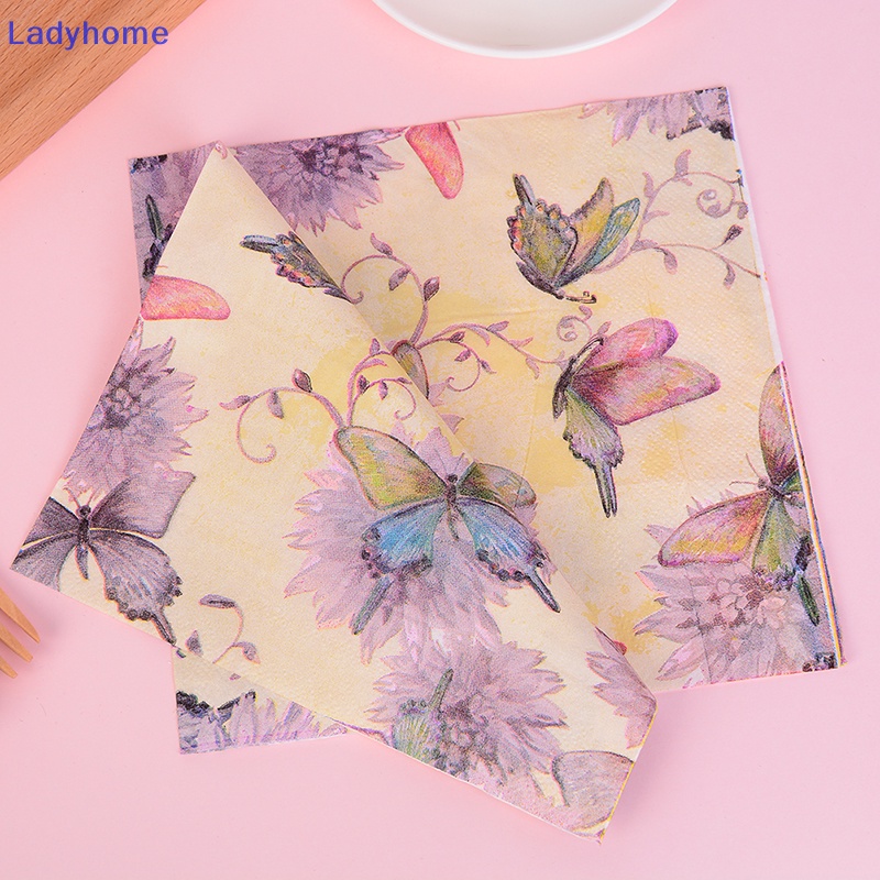 Set 20 Khăn Giấy Họa Tiết Bướm Trang Trí Giáng Sinh / Đám Cưới