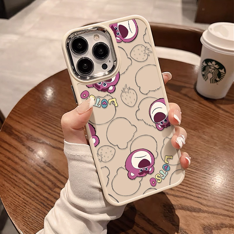 Dễ Thương Ốp Điện Thoại Silicon Mềm Chống Sốc Nút Kim Loại Hình Gấu Cho IPhone 14 13 12 11 Pro Max XS X XR 8 + 7 Plus