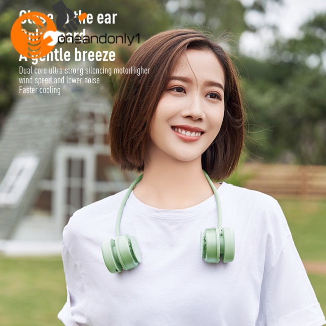 Quạt Đeo Cổ 1600MAh 3 Tốc Độ Rảnh Tay Không Cánh Ít Ồn Sạc USB Tiện Dụng