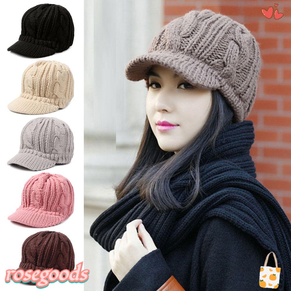 ROSE Mũ Beret Dệt Kim Giữ Ấm