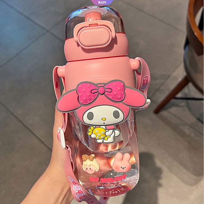Bình Nước Nhựa Dung Tích Lớn 600ML In Họa Tiết Hoạt Hình Sanrio Cinnamoroll My Melody Pom Pom Purin Cho Bé Gái
