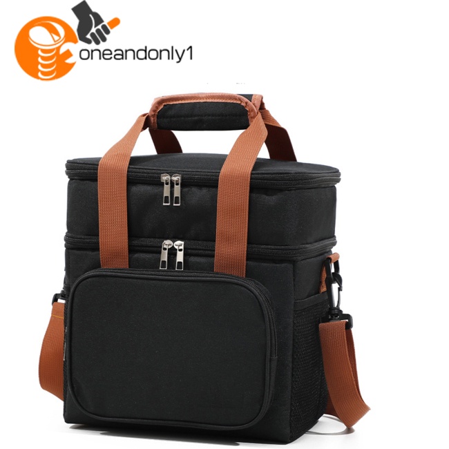 Túi Đựng Hộp Cơm Trưa Hai Ngăn Cách Nhiệt Kèm Dây Đeo Vai Tiện Dụng