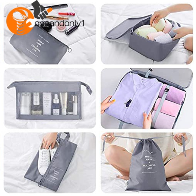 Bộ 9 Túi Đựng Đồ Du Lịch Có Khóa Kéo Gấp Gọn Tiện Lợi