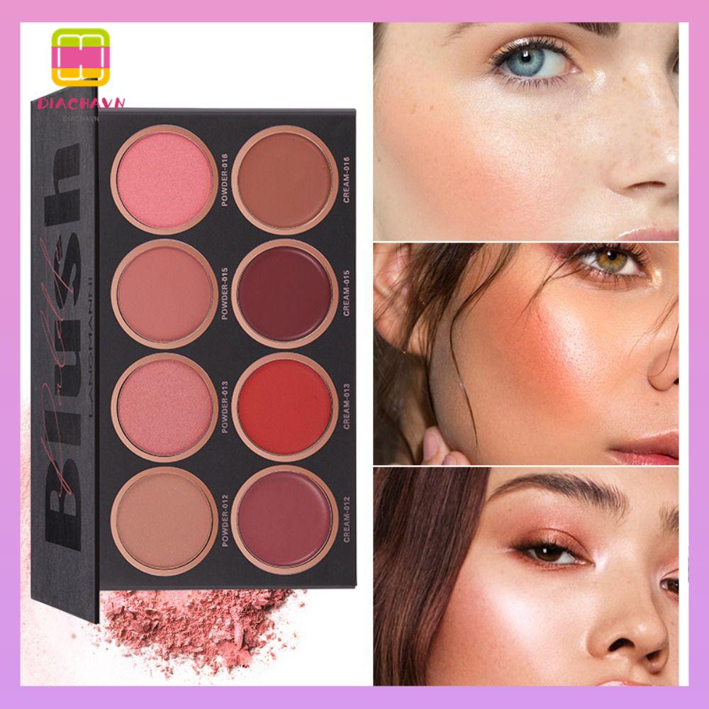 DIACHAVN Bảng Phấn Má Hồng 8 Màu Lì / Lấp Lánh Chống Thấm Nước Độ Che Phủ Cao Dành Cho Nữ