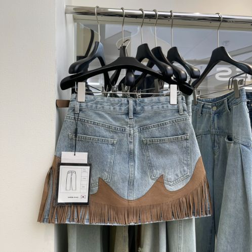 Chân Váy Denim Chữ A Lưng Cao Thời Trang Hàn Quốc
