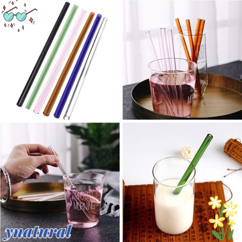 YNATURAL Bộ 4 Ống Hút Thủy Tinh Uống Nước Trong Đám Cưới Kính