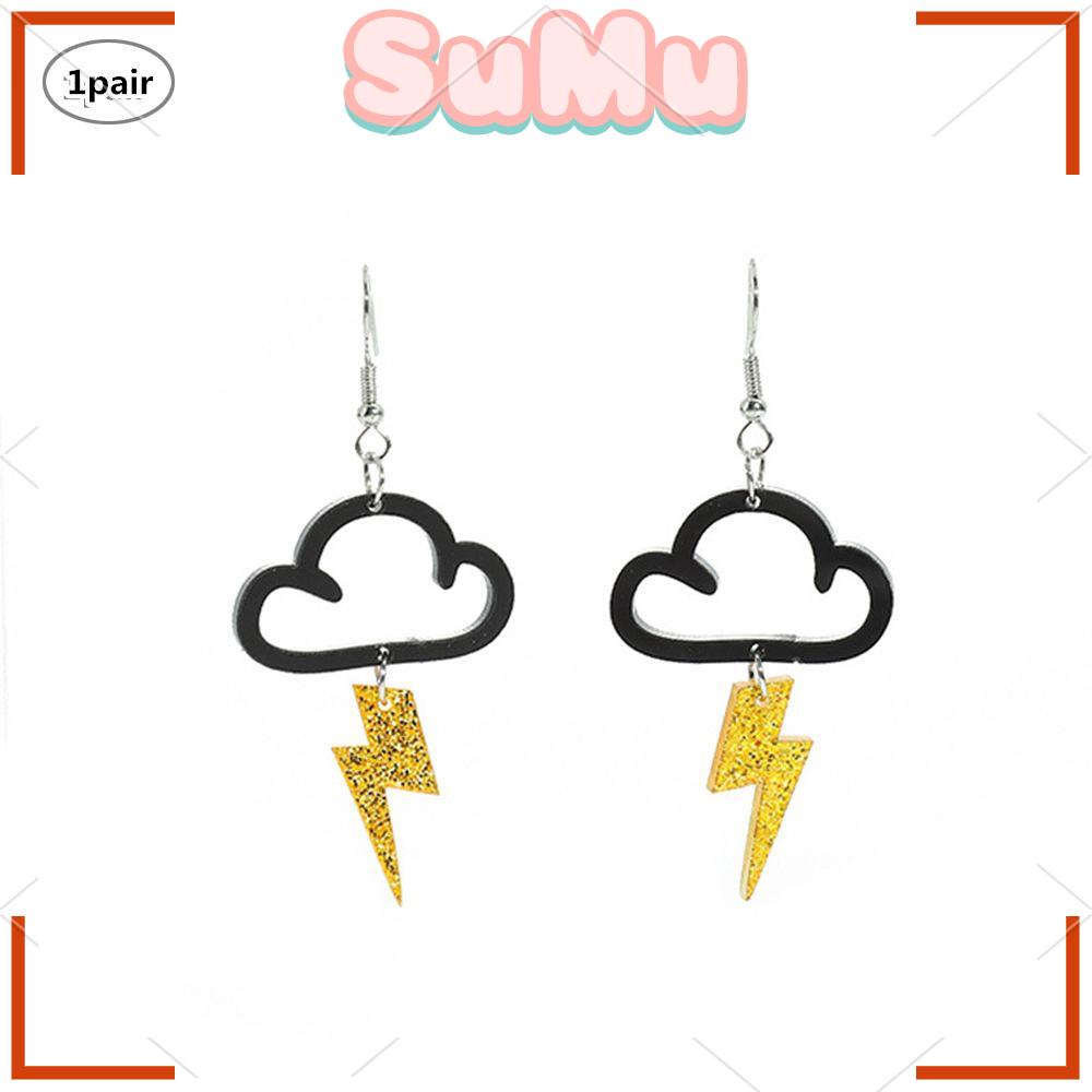 SUMU 1 Đôi Bông Tai Acrylic Hình Đám Mây Sấm Sét Thời Trang