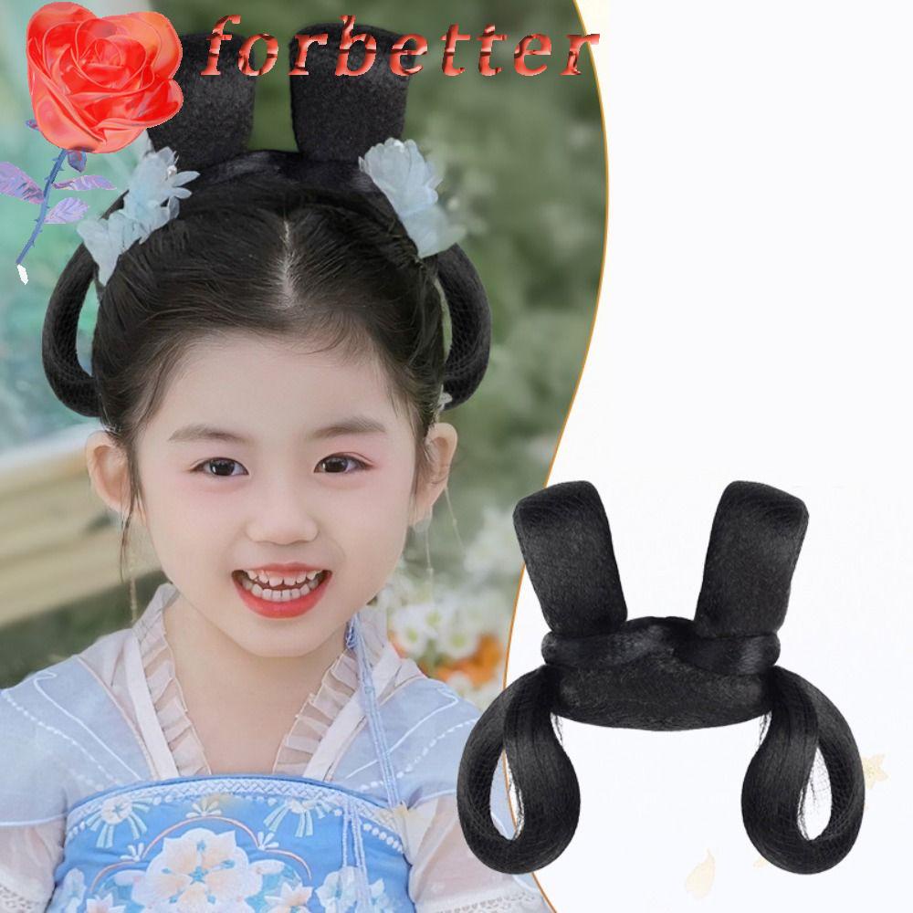 FORBETTER Tóc Giả Màu Đen Tự Nhiên Dùng Hóa Trang Phong Cách Trung Hoa