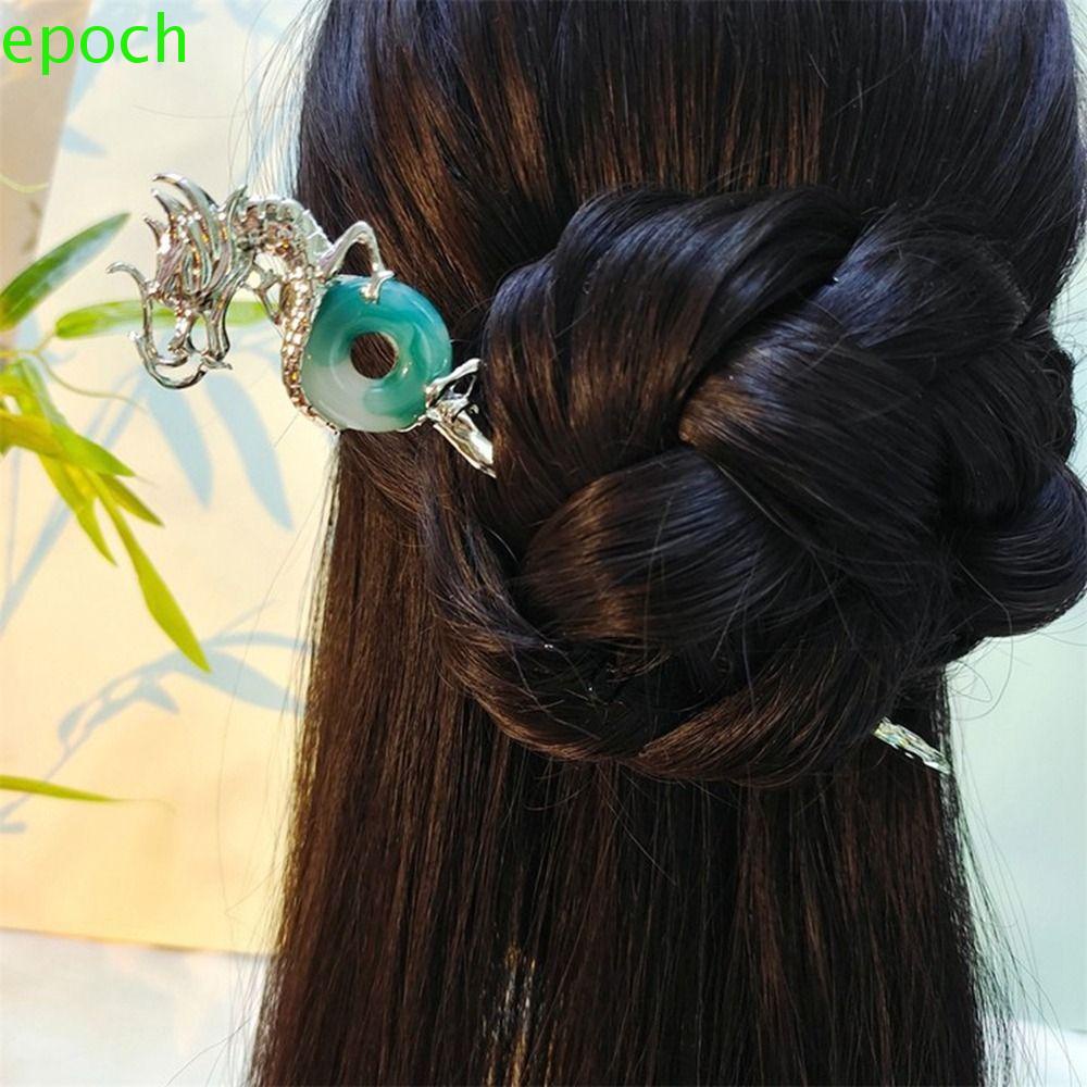 EPOCH Trâm Cài Tóc Hình Rồng Xanh Bằng Kim Loại Phong Cách Trung Hoa Cổ Điển Cho Nữ