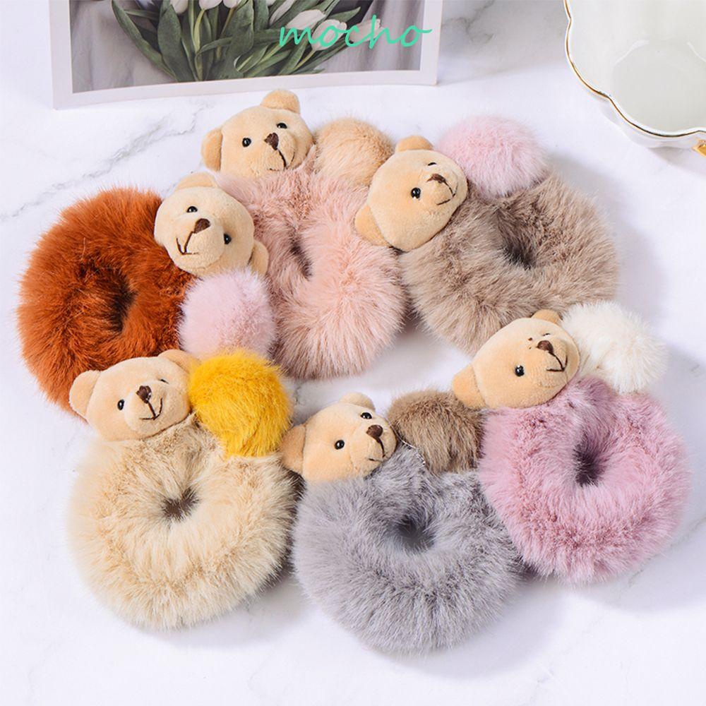 MOCHO Dây Cột Tóc Đuôi Ngựa Hình Gấu Bông Dễ Thương Cho Nữ Giá Đỡ
