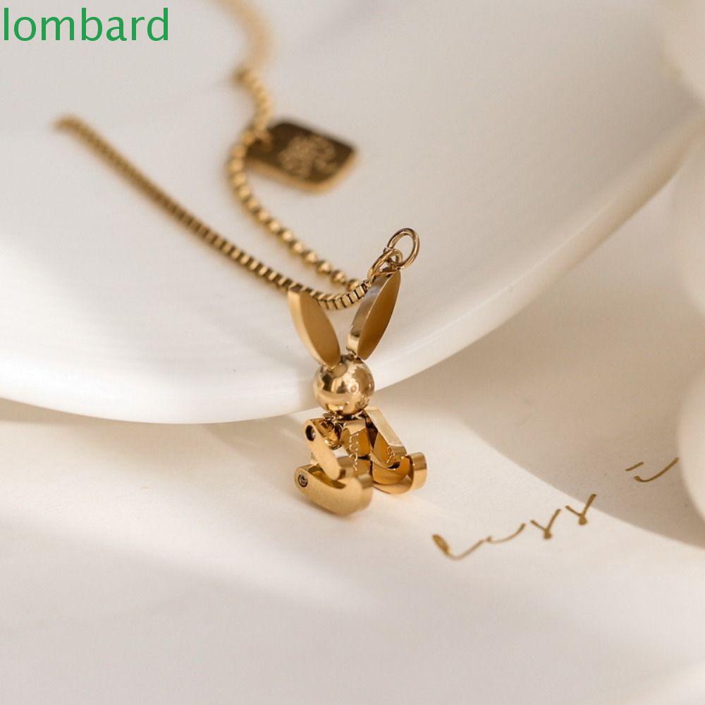 LOMBARD Vòng cổ Thép Titan Mặt Hình Thỏ May Mắn Sáng Tạo Thời Trang Cho Nữ