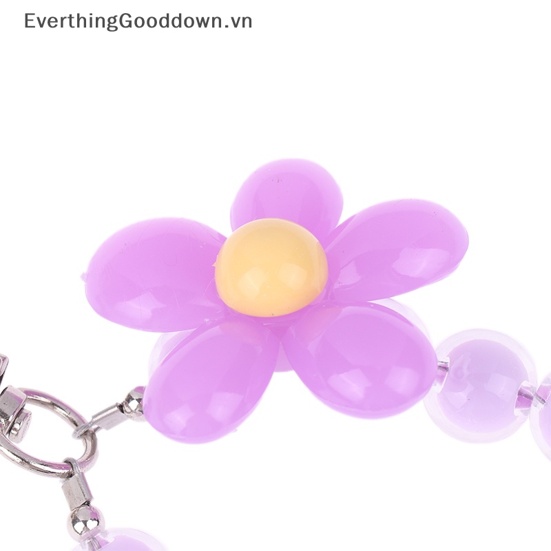 Everthinggooddown 1 Dây Đeo Điện Thoại Chuỗi Hạt Màu Macaron Hình Hoa Bằng Tay