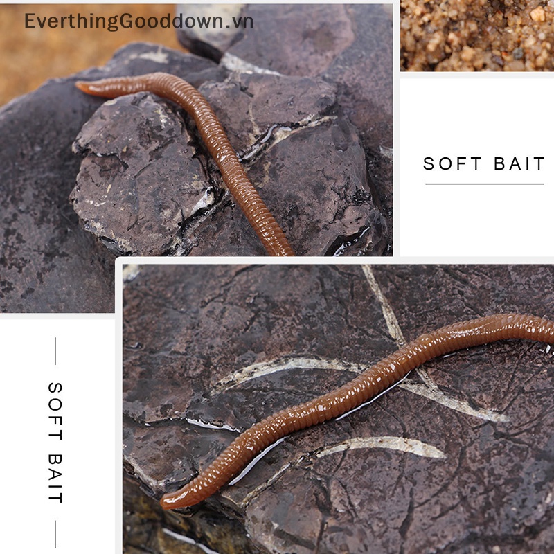 Everthinggooddown 30 Mồi Câu Cá Giả Bằng Silicon Mềm Hình Giun Đỏ 7.5cm