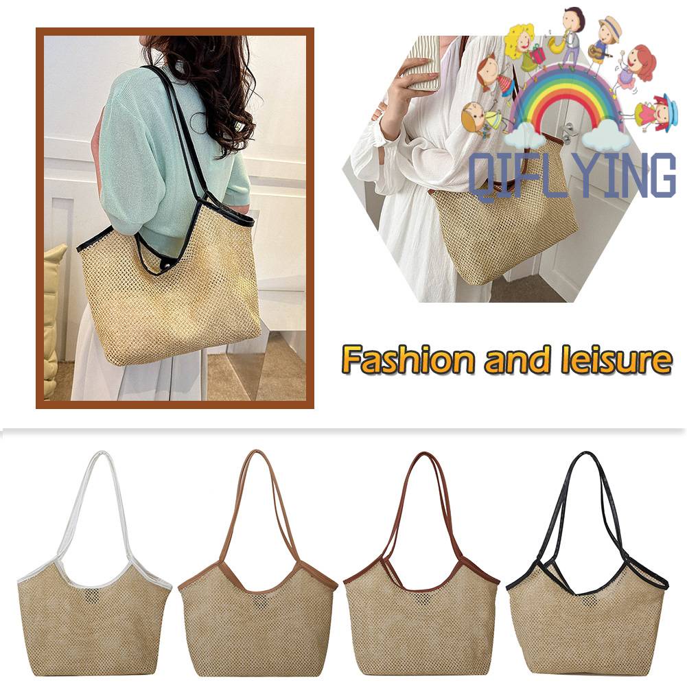 Túi Tote Đeo Vai / Xách Tay Đan Lát Sức Chứa Lớn Thanh Lịch Thời Trang Mùa Hè