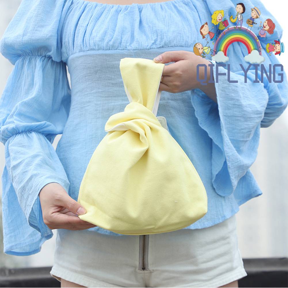 Túi Tote Đựng Mỹ Phẩm Bằng Vải Bạt Thắt Nút Thời Trang Cho Nữ