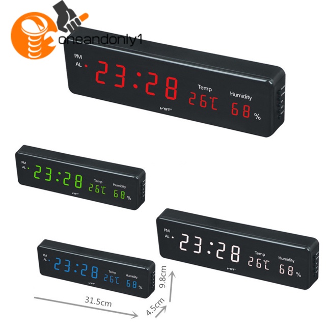 Đồng Hồ LED Điện Tử Treo Tường Hiển Thị Nhiệt Độ Và Độ Ẩm Có Phích Cắm Châu Âu