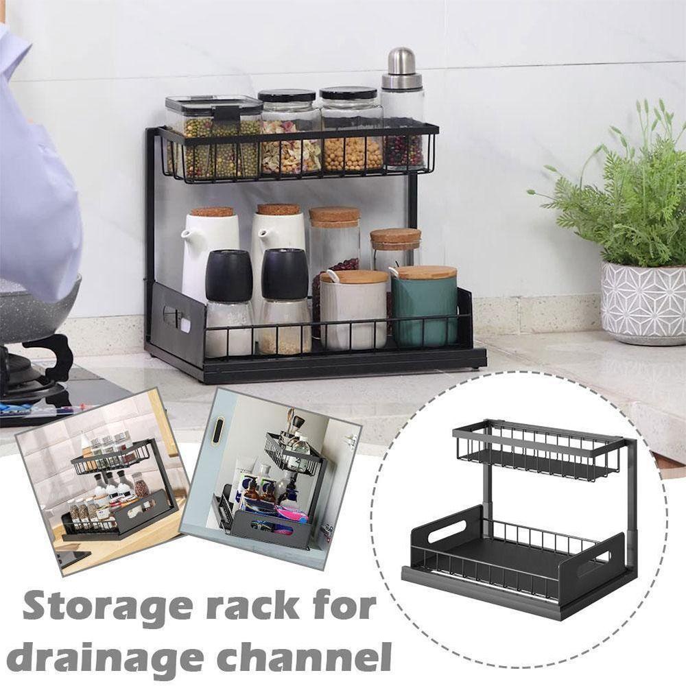 JANE Kệ Đựng Đồ Dùng Nhà Bếp 2 Tầng Bằng Thép Carbon Chất Lượng Cao Màu Trắng / Đen Tiện Dụng